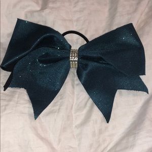 Teal cheerleading bow